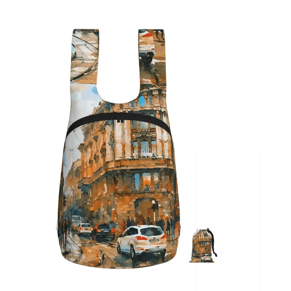 Фото Рюкзак Milan Rainy Street Watercolor, студенческая сумка для хранения книг, детская школьная сумка, сумки на плечо для ноутбука для мужчин и женщин №1