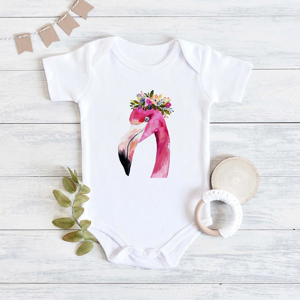 

Flamingo Aesthetic Ropa Bebe Niña Summer Comfy Soft Breathable Newborn Baby Body Fashion Versatile Home Casual Infant Onesies