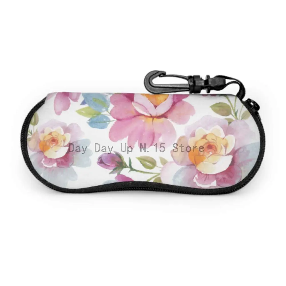 

Colorfuly Flowers Shiny Petal Thin Sunglass Case Kids Sunglasses Pouch Light Portable Neoprene Zipper Soft Case Eyeglass C...