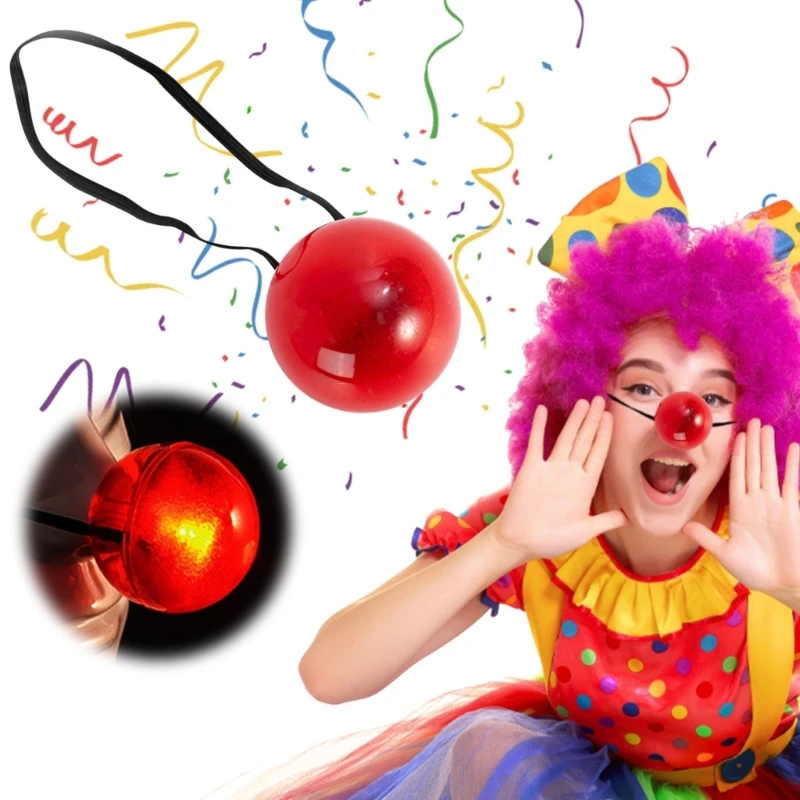 

Light Up Circus Cosplay Noses Fun Red Elastic Clown Nose for Party Halloween Costume Supplies Christmas Cosplay