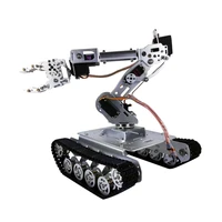 shock absorber rc tank car with wifi 12v motor 7 dof robot arm smart rc robot kit