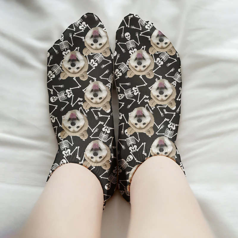 Custom Fashion Big Smile Face Socks Women Cute Skull Print Socks Creative Personality Pure Color Funny Socks for Ladies Meias