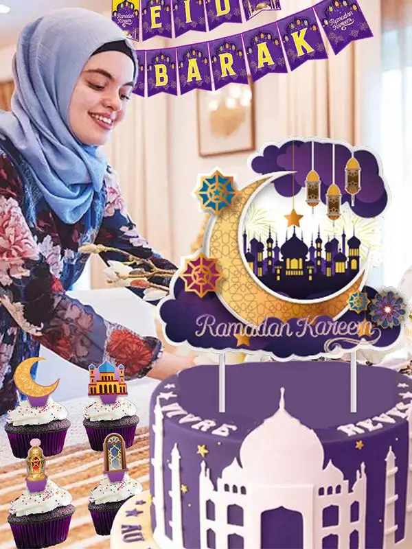 

Eid Mubarak Balloon Combo Eid Mubarak Decorations For Home With Eid Cake Toppers Festival Party Decoration For Kitchen Living