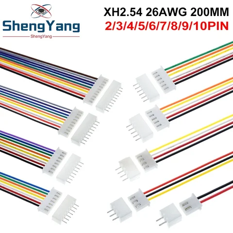 TZT разъемы XH2.54 2.54 мм 2/3/4/5/6/7/8/9/10 пин 20 см 26AWG 10 комплектов