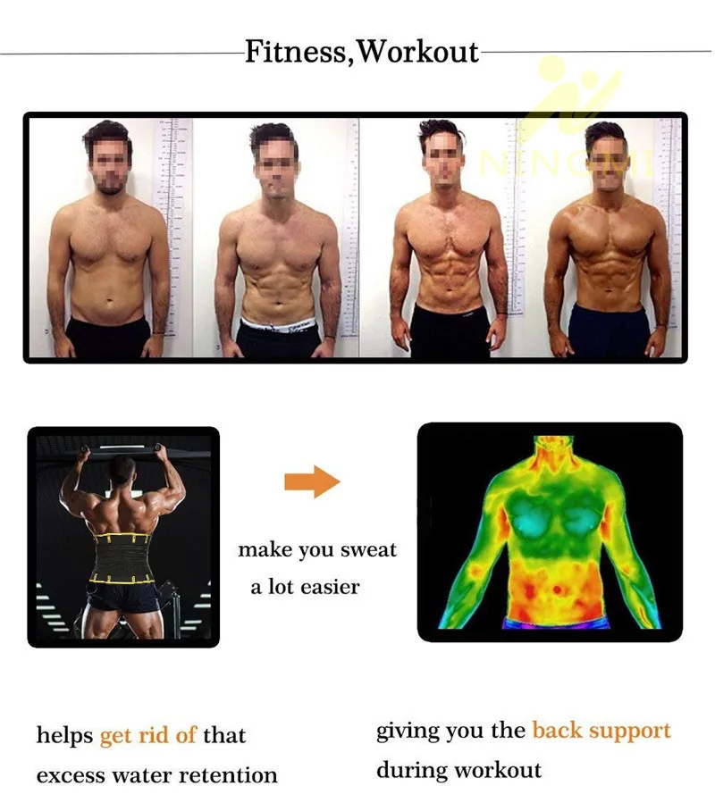NINGMI Slim Waist Trainer Abdominal Belt for Men Neoprene Sauna Body Shaper Slimming Underwear Pulling Strap Shapewear Sport Top