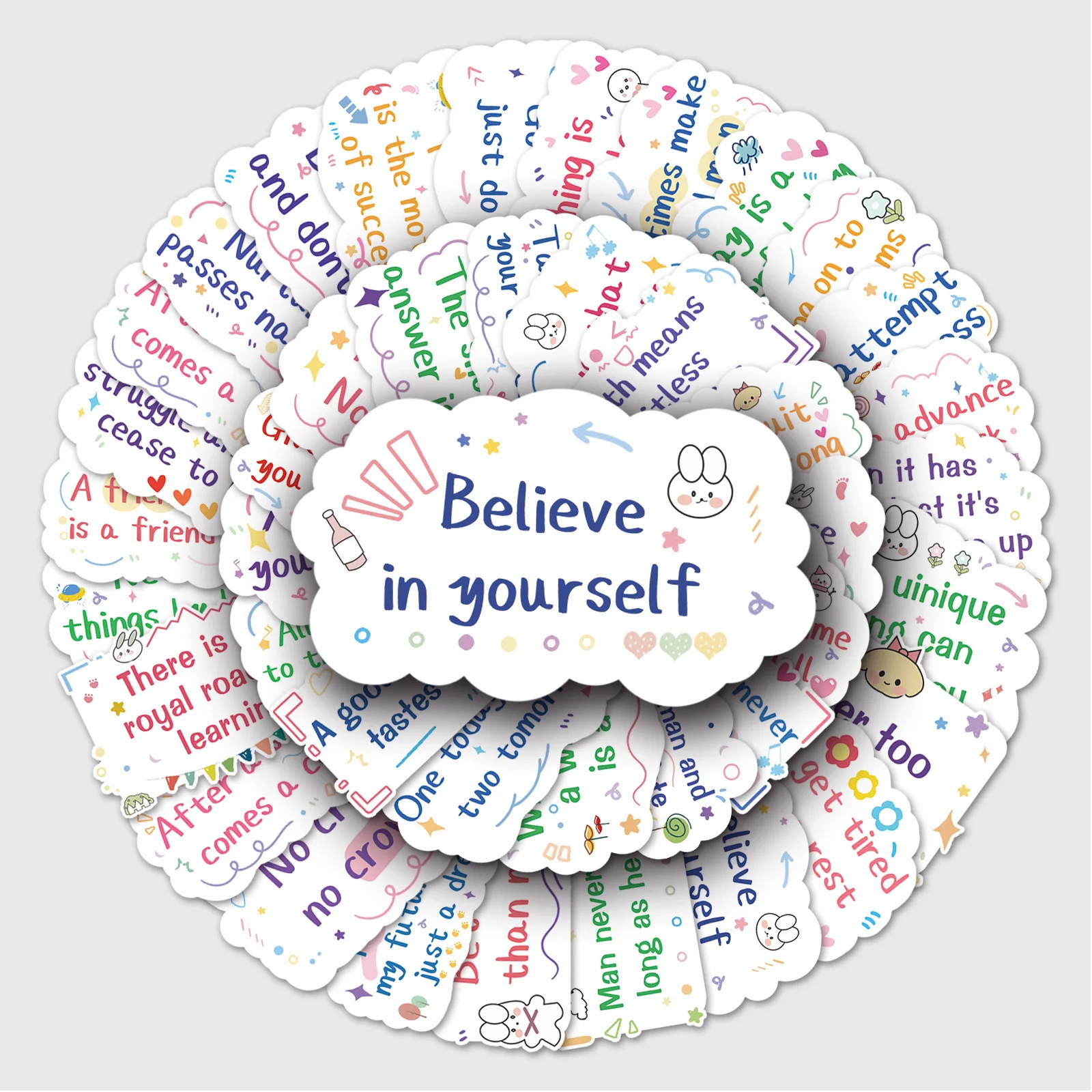 

50pcs Motivational Phrases Sticker DIY Note Book Phone Case Luggage Musical Instrument Sticker Waterproof Pvc Classic Toy