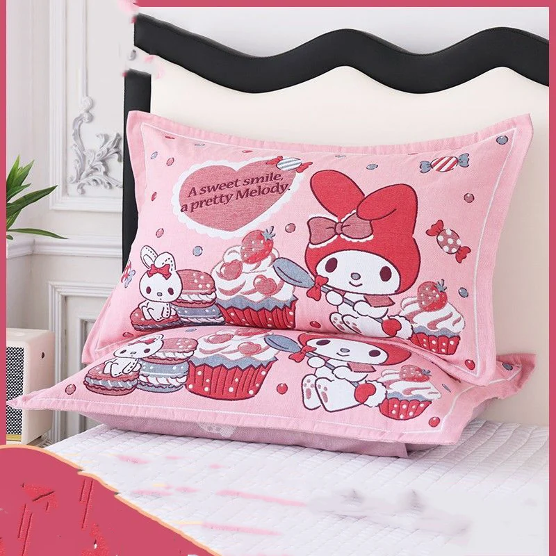 

Sanrio My Melody Hello Kitty Pure Cotton Gauze Pillowcase One Pair Suitable for All Seasons 100% Cotton Pillow Core Liner Cover