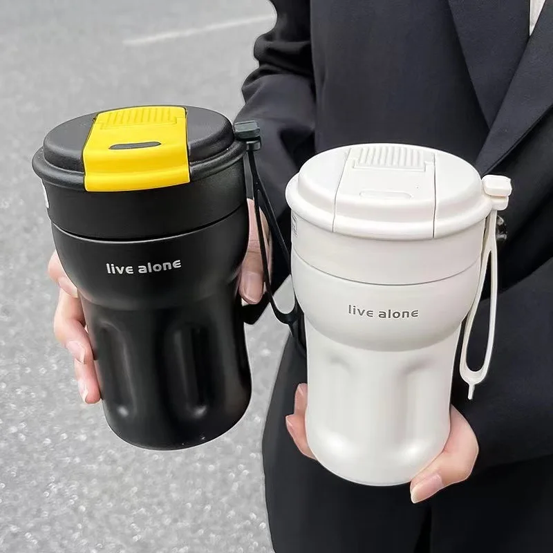 

Portable Double Wall Hexagon Thermos 304 Stainless Steel Bottle Cup Car Straw Water Cup Couple Summer Coffee Cup Reusable Bottle