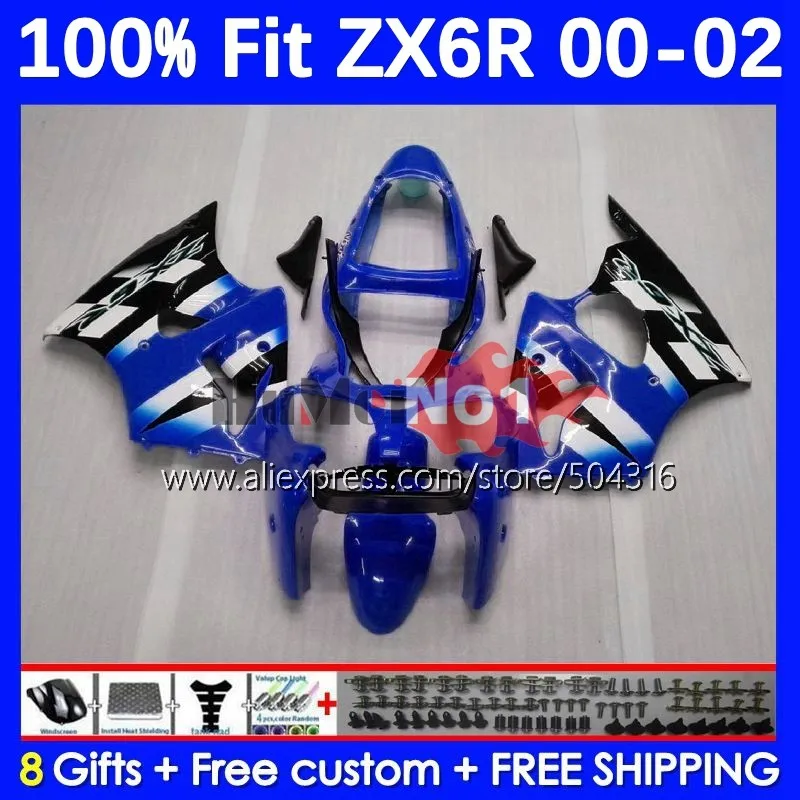

OEM Body For KAWASAKI NINJA ZX 6R 636 600 CC 6 R 70MC.213 ZX-6R ZX636 ZX6R 00 01 02 2000 2001 2002 Injection Fairing blue glossy
