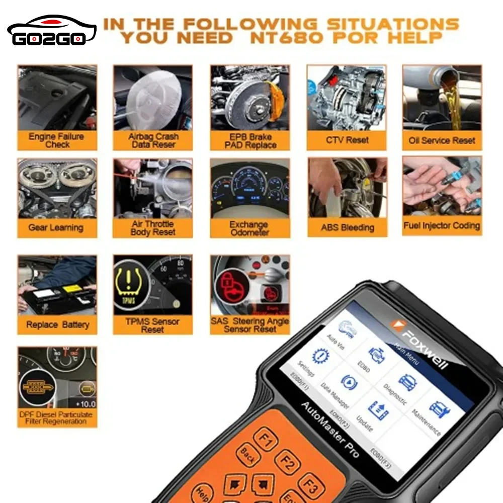 Foxwell NT680 PLUS (WIFI) / Pro Все системы сканера занимается со специальными функциями