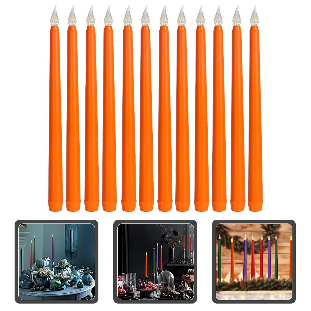12 шт. цветные огни конические свечи свадебные светодиодные беспламенные