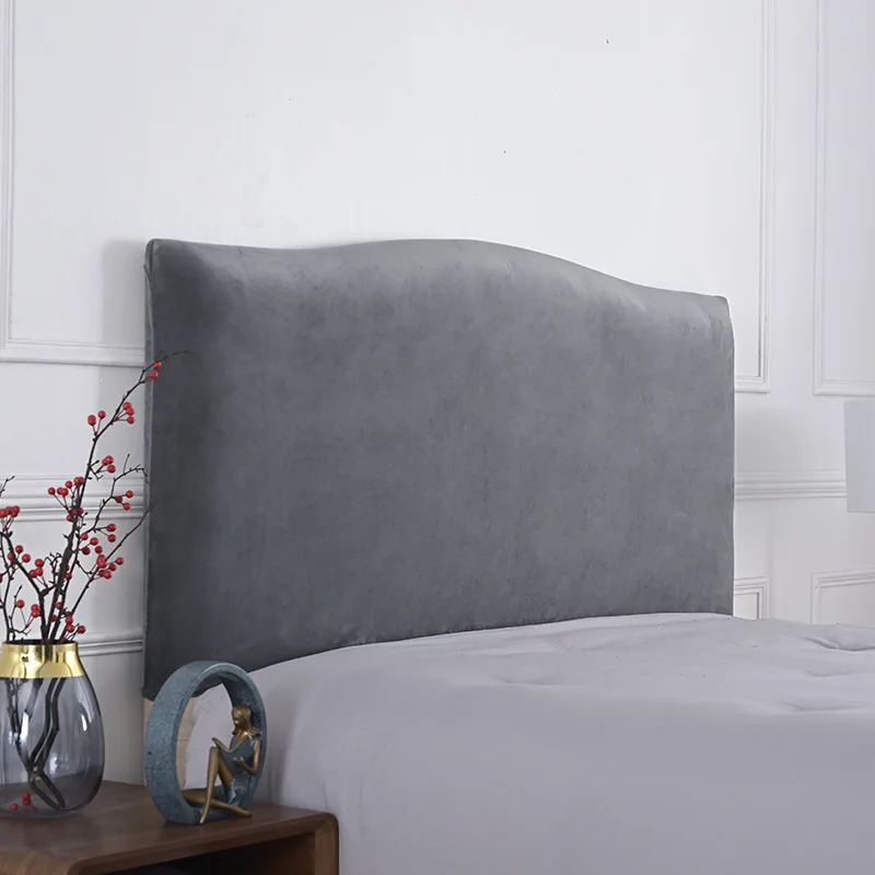 

Solid Color Elastic Headboard Cover Soft Headboard Cover Solid Color All-inclusive Velvet Headboard Washable Home Hotel