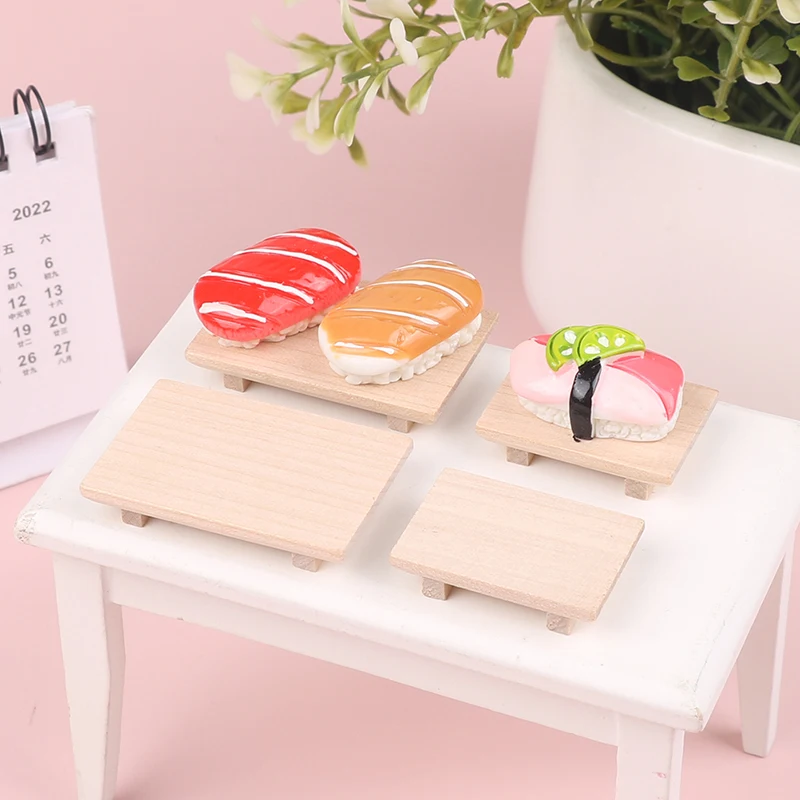 

Dollhouse Miniature Wooden Plate Simulation Tray Model For Doll House Cake Dessert Sushi Food Tray Kitchen Cake Shop Decor