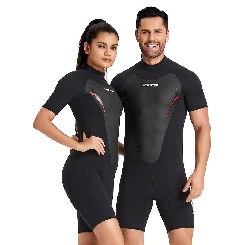 

3mm Wetsuit Men Women Neoprene Surf Suit Short Sleeve Rash Guards Kitesurf Scuba Diving Suit One-Piece Winter Swimwear Wet Suit