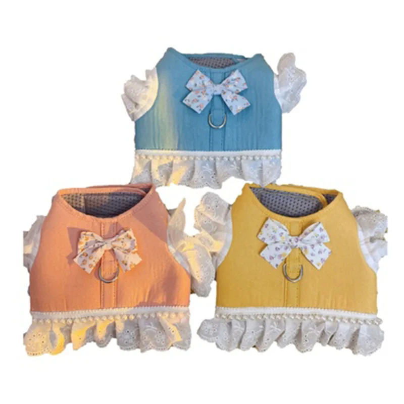 Однотонный Блестящий Цветочный жилет для собак нагрудный ремень чихуахуа