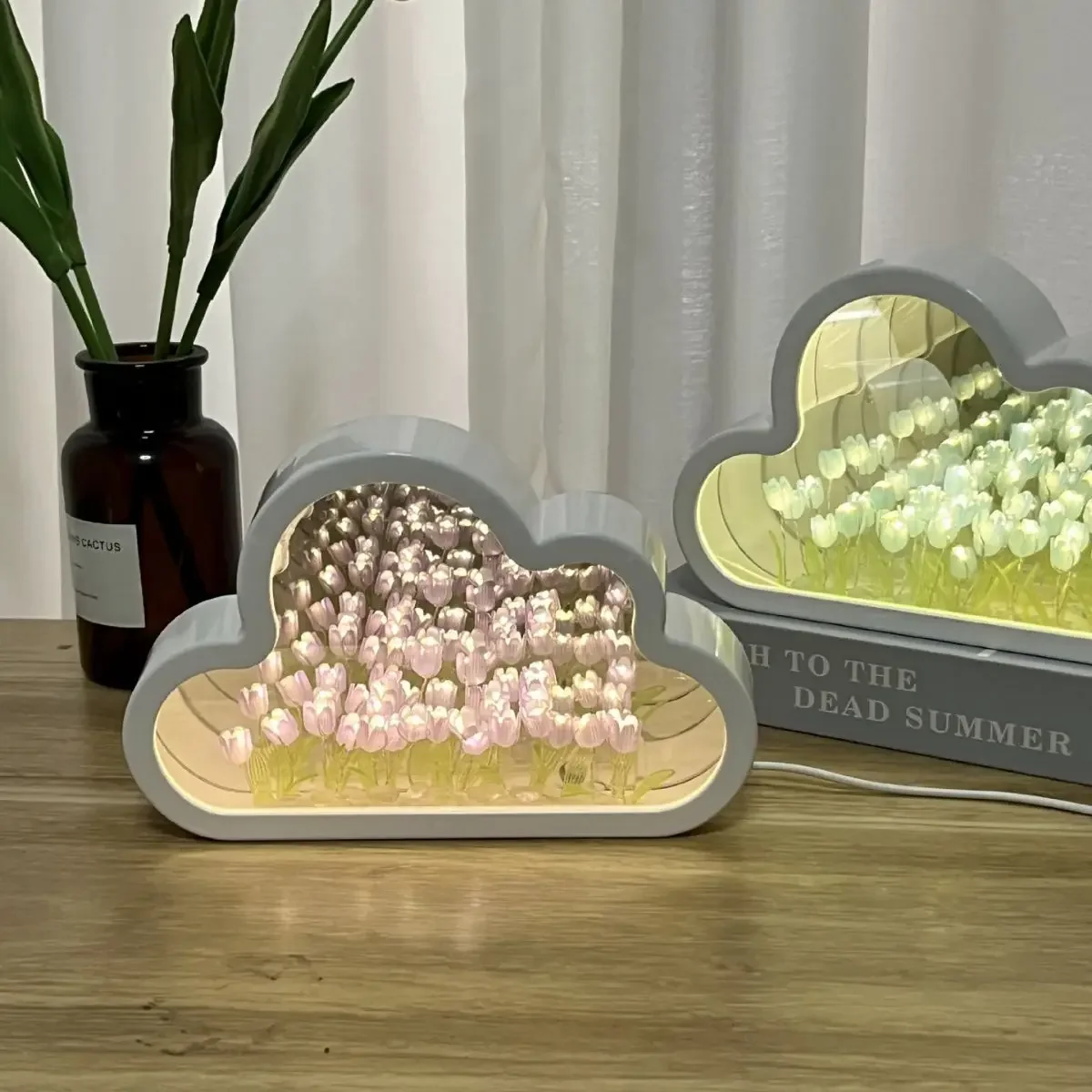 

Ручная работа Diy облако тюльпан зеркало ночник светящийся орнамент креативный подарок на китайский День Святого Валентина лампа для чтения книг