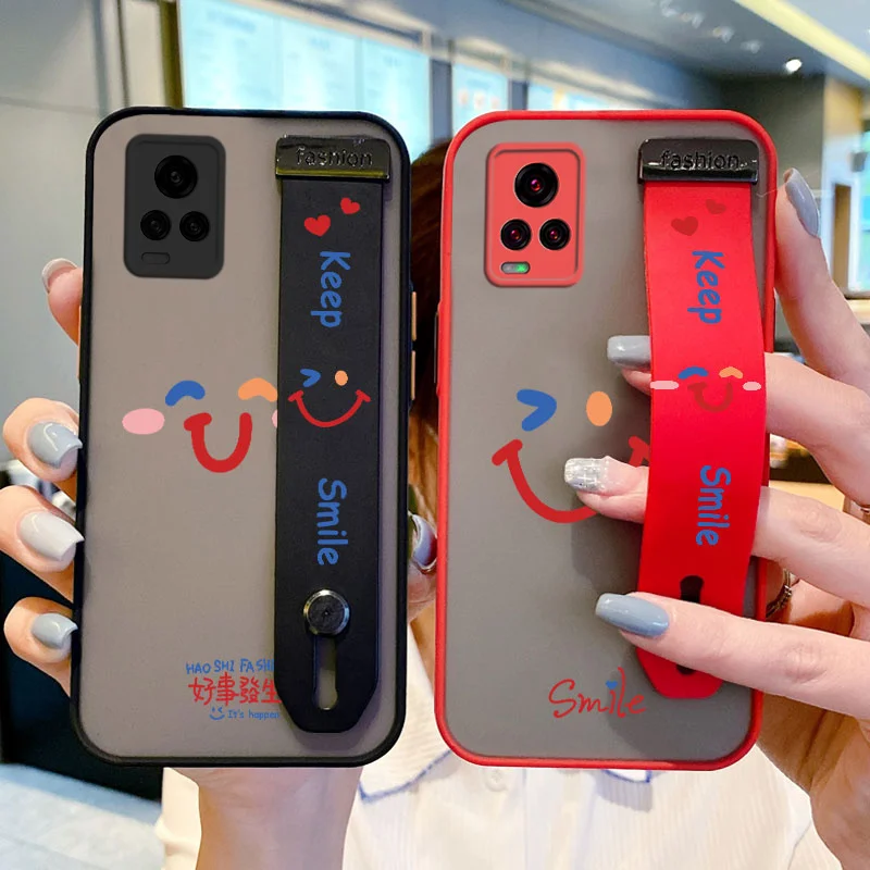 

Wrist Case for vivo V20 Pro V20 SE V21 V21E V23E V25 Pro V5 Plus X9 Y70 Y73 S7 S7T S10E Colorful Little Smile Holder Case simple