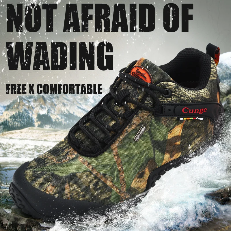 New Outdoor Men's Trekking Shoes Sneakers Waterproof Anti-Slip Hiking Boot Camping Climbing Shoes Men Hunting Hiking Camo Boots