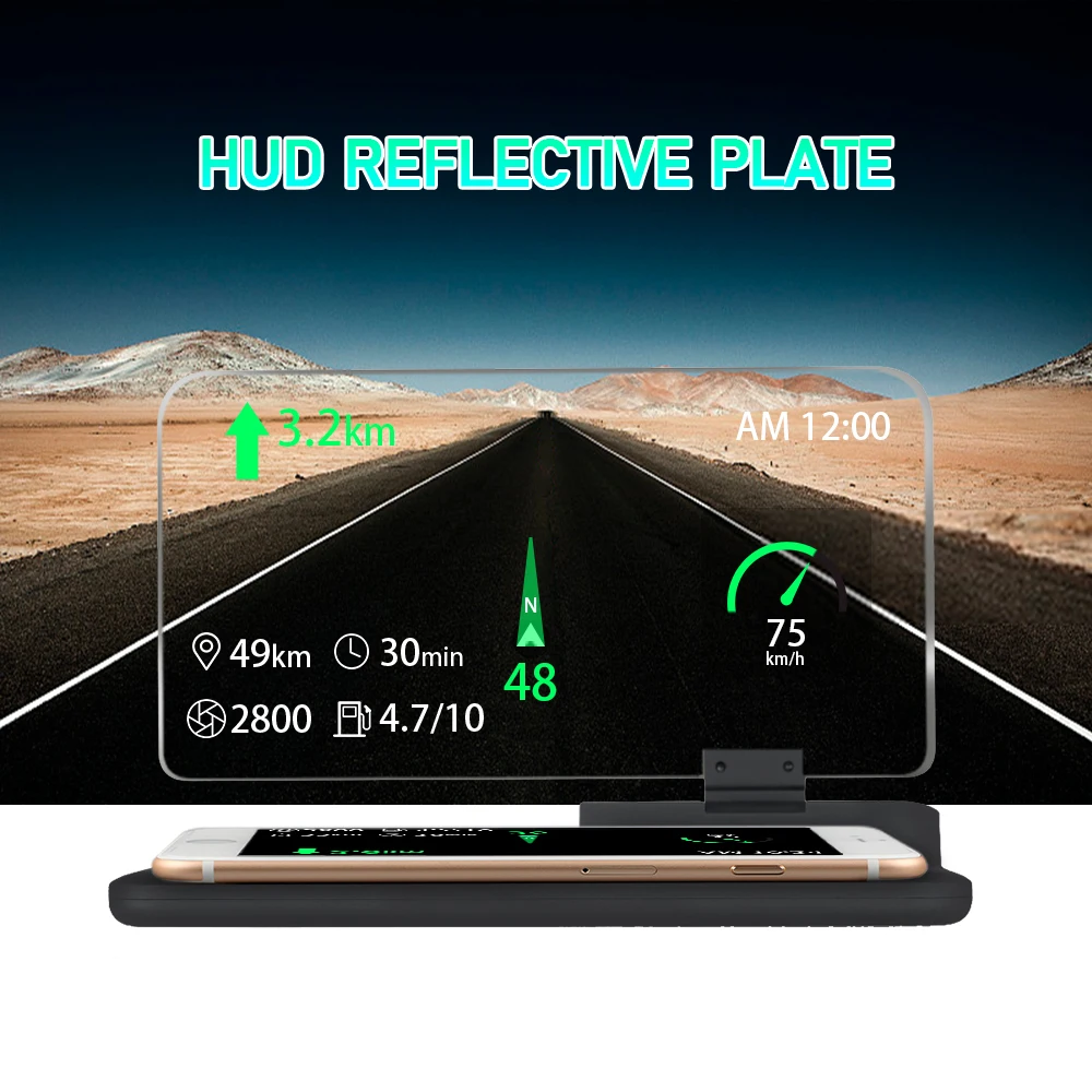 

Автомобильный GPS-навигатор с HD-отражением изображения для смартфона HUD iPhone Samsung для автомобильной навигации (до 6 дюймов)
