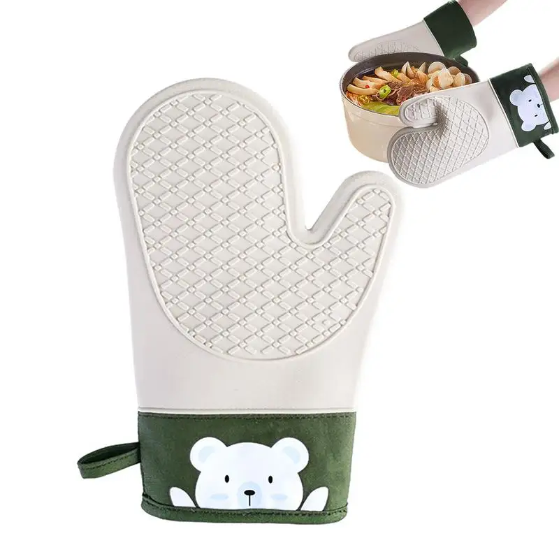

Oven Gloves Anti-scald Anti-slip Baking Gloves Soft Cotton Lining Kitchen Mitt Potholders Hanging Extra Long Glove For Baking