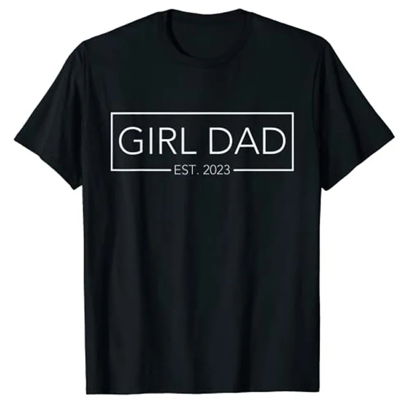 

Mens Girl Dad Est 2023 Girl Dad To Be Gifts New Daddy T-Shirt Husband Gift Sayings Quote Letters Printed Graphic Tee Casual Tops