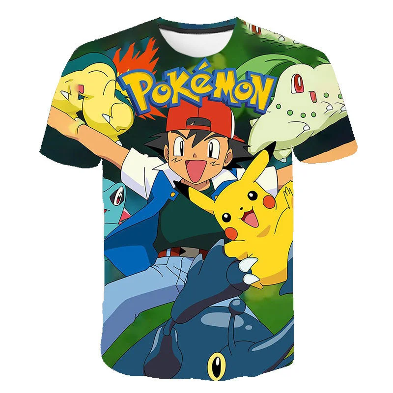 

Pokemon T Shirt Cartoon Baby Kids Boys Girls Children Short Sleeves Summer Clothing Pikachu Cartoon Print Pikachu Tee Children