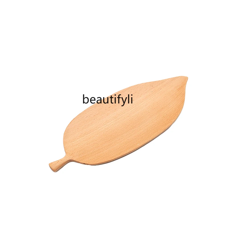 

yj Japanese Beech Leaves Plate Creative Simple and Irregular Whole Wood Pallet