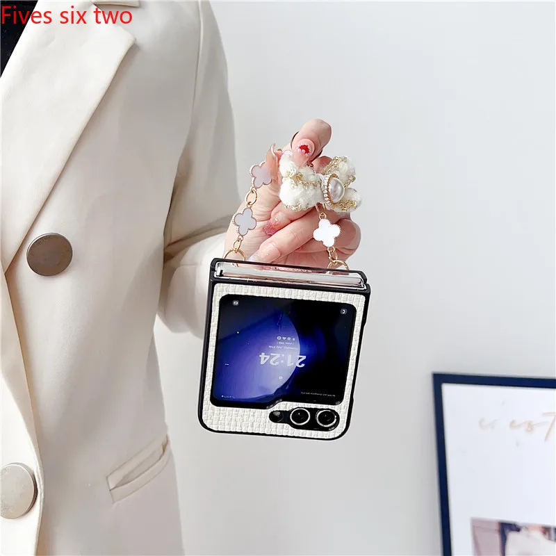 Жемчужный браслет с бантом из ПУ кожи тканевые чехлы для телефонов Samsung Galaxy Z Флип