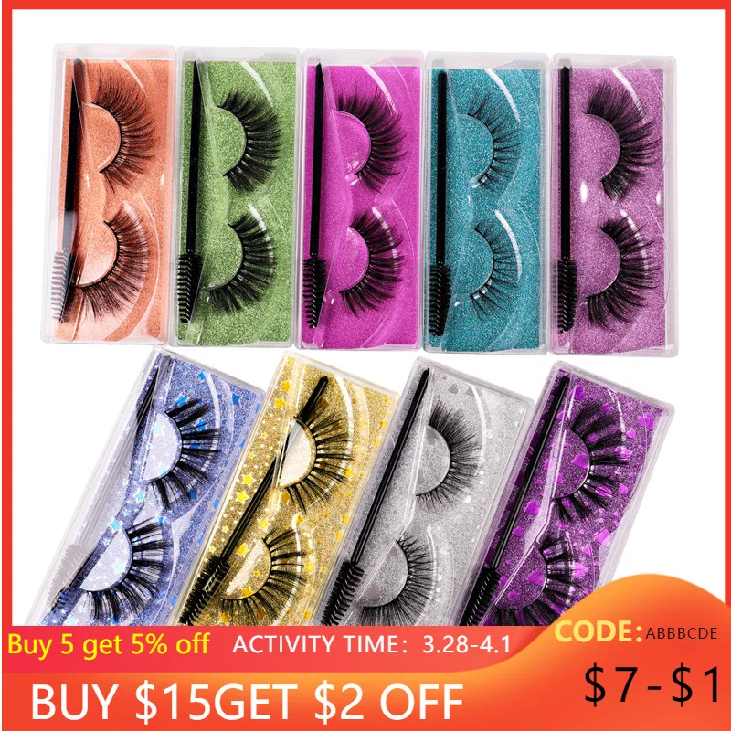 

Wholesale Eye Lashes Eye Bulk Lots Natural Long False Eyelashes Fluffy Wispy Faux 3D Mink Lashes Soft Handmade Lash Packaging