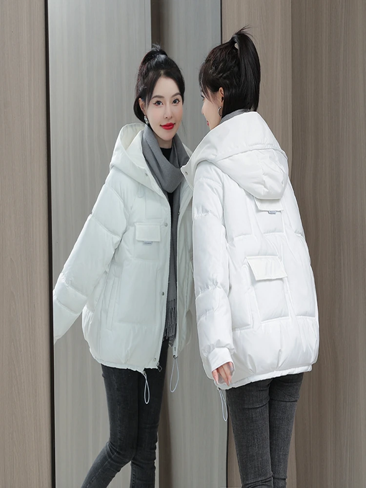 women's parka coat fashion loose cotton down jacket winter fashion soft and thick leisure hooded collar women's jacket