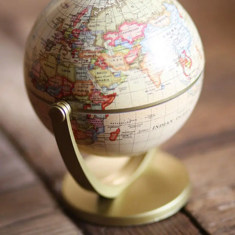 

Vintage English Edition Globe World Map Decoration Earth Globes with Base Geography Classroom Home Office Decoration