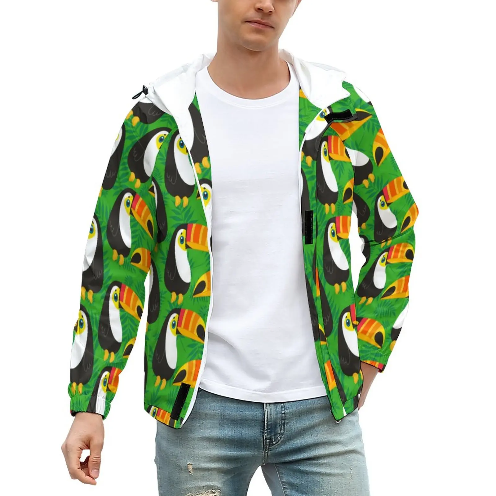 

Куртка Toucan мужская с карманами, Повседневная Верхняя одежда с тропическими листьями зеленого цвета, винтажный пиджак свободного покроя, 5XL ...