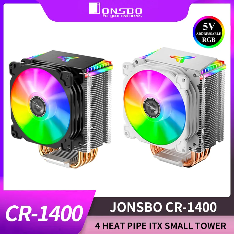 JONSBO CR-1400 ARGB 4 Heat Pipe Tower 5V 3 Pin CPU Cooler ITX Air-cooled Intel LGA1700 115X 1200 AM4 Quiet Cooling Fan Radiator