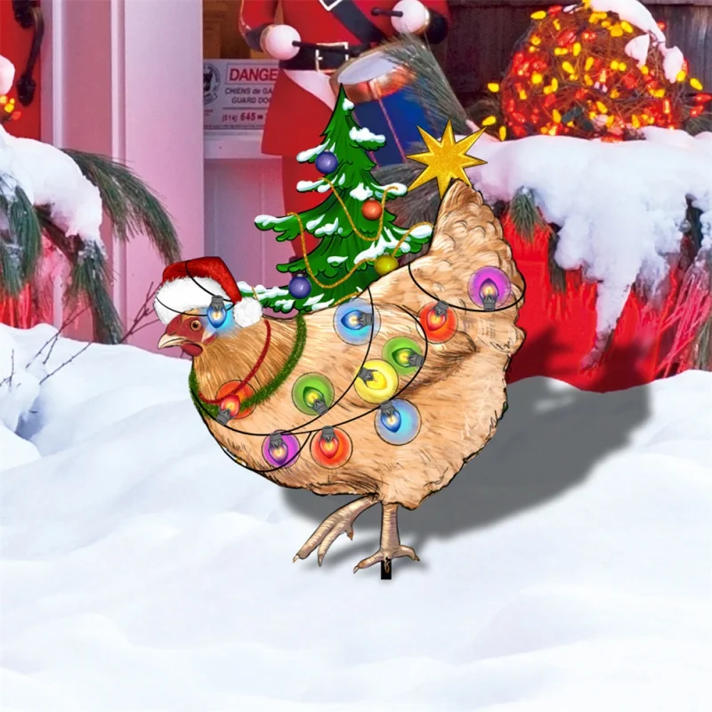

Yklu145 Christmas Lights Chicken Three-Dimensional Courtyard Floor Outlet Garden Outdoor Holiday Decoration Acrylic UV Printing