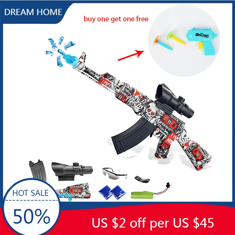 

AK47 Gel Impact Gun Toy Gun Electric Gel Water Gun Outdoor Activities Game Shooting Weapon Gel Bullet Gun Gift