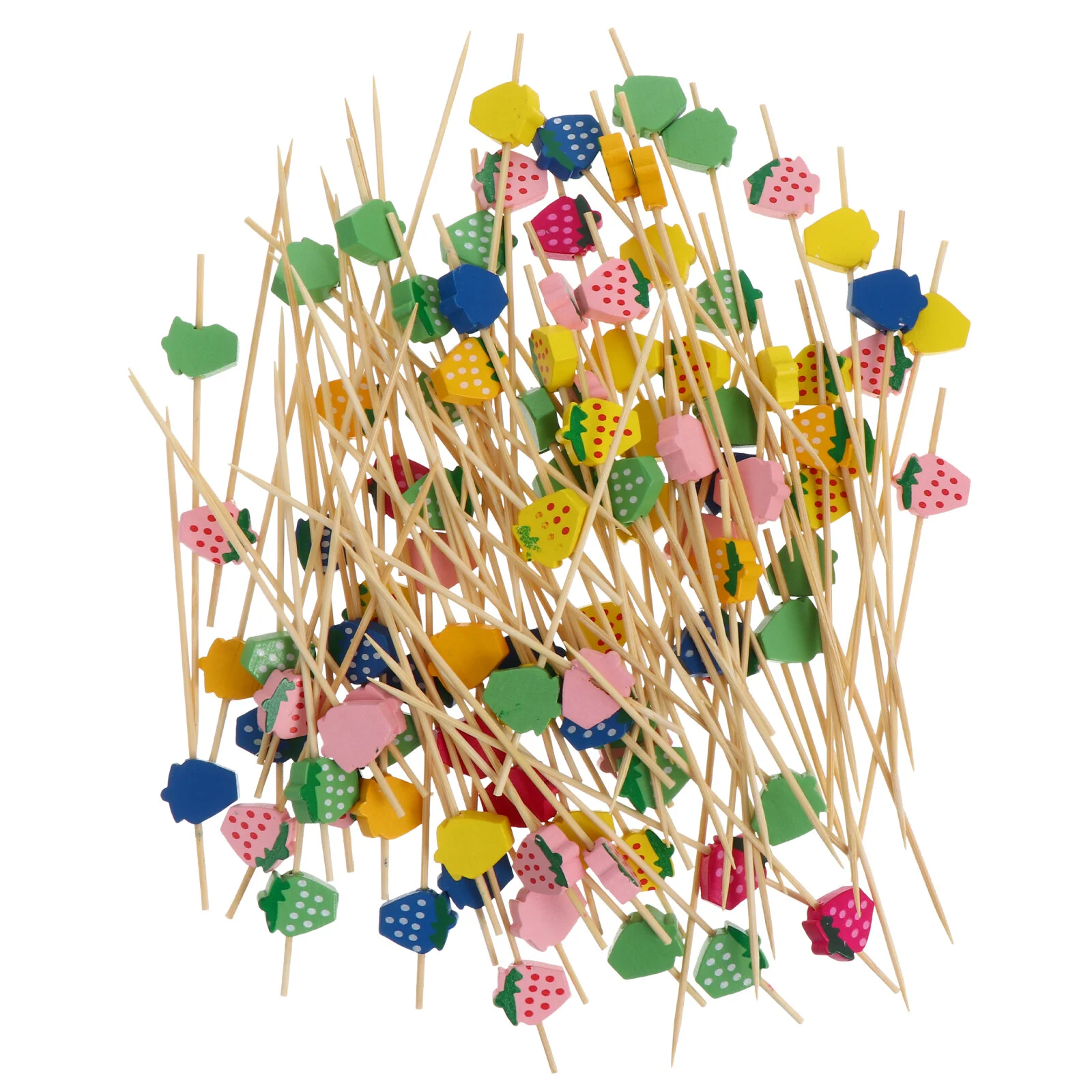 

100 Pcs Strawberry Fruit Picks Disposable Food Cocktail Sandwich Toothpicks Sandwich Toothpicks Sticks Bamboo Candied Haws