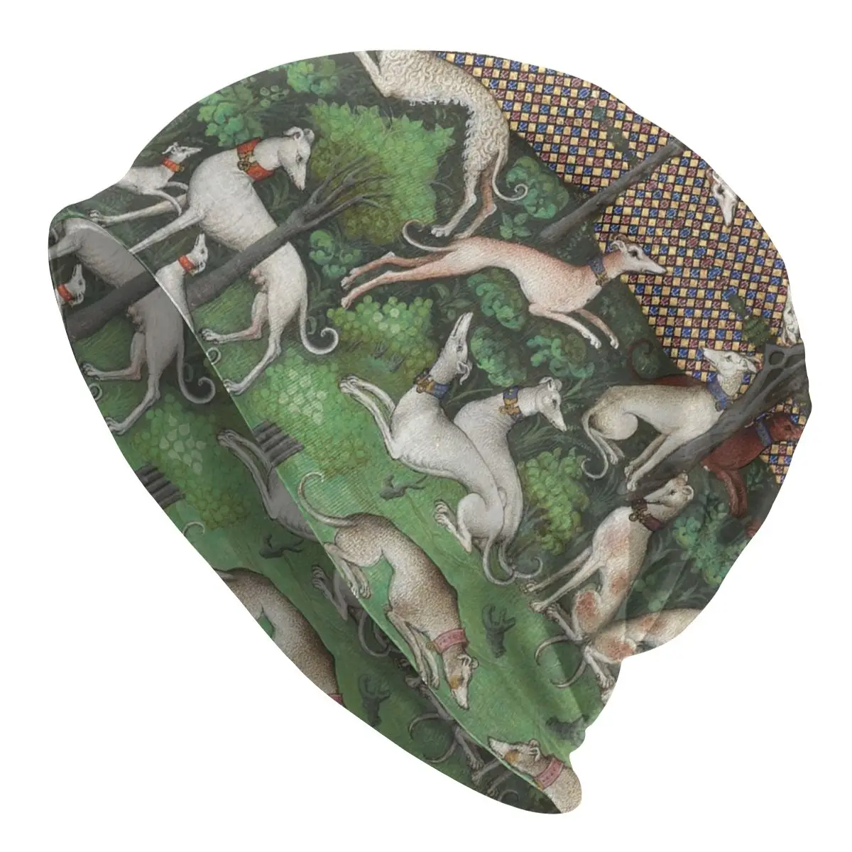 

Medieval Greyhound Sihthound Bonnet Homme Cool Knitting Hat For Men Women Autumn Winter Warm Royal Hunt Animal Art Beanies Caps