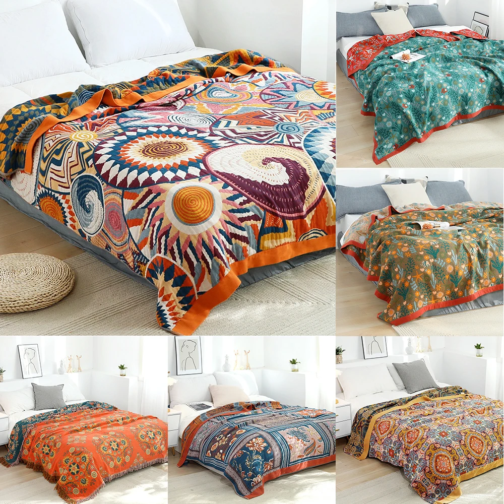 Одеяло в скандинавском стиле хлопковая Марля бохо мягкое покрывало для дивана