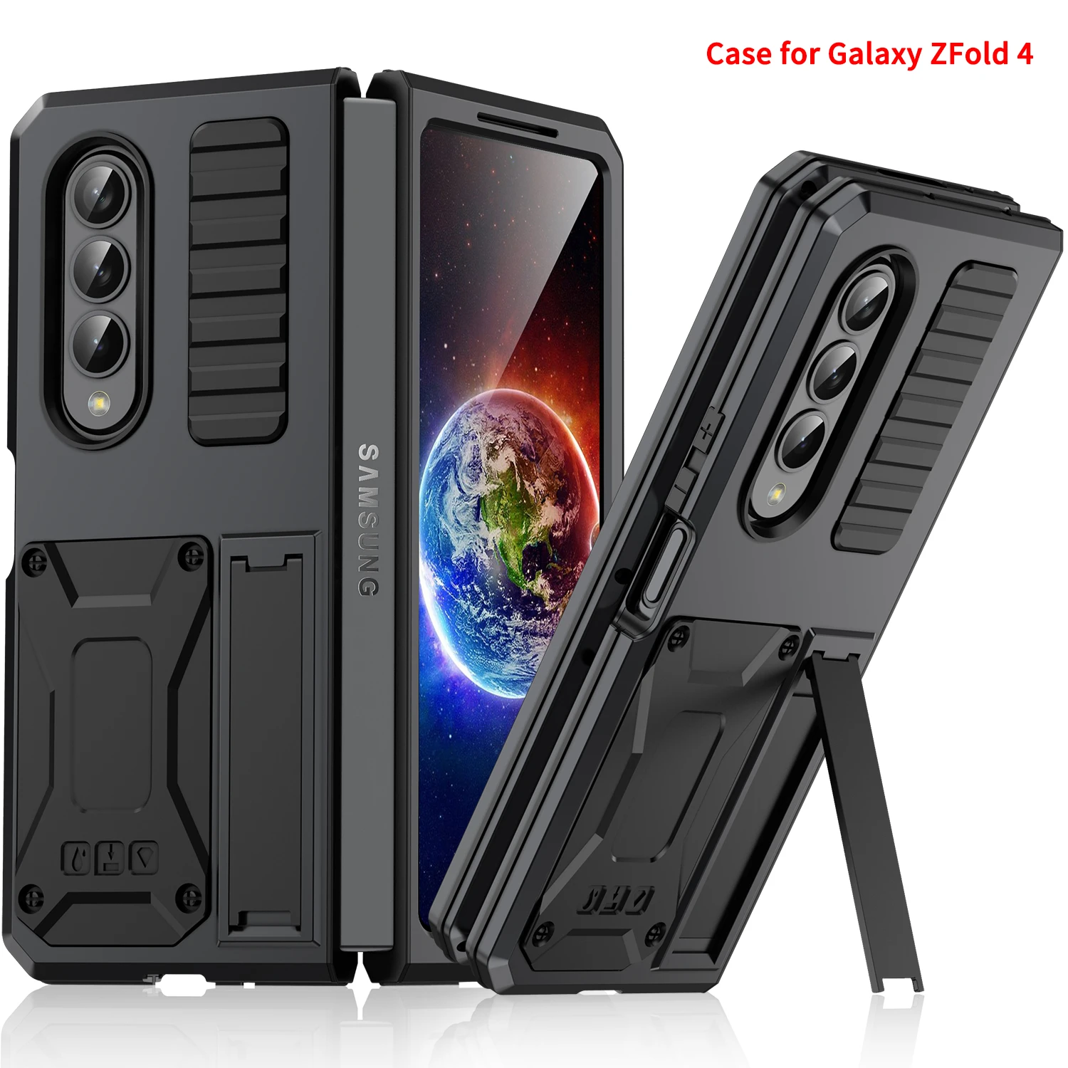 

Противоударный чехол ZSHOW для Samsung Galaxy Z Fold 4, металлический сверхпрочный чехол с подставкой