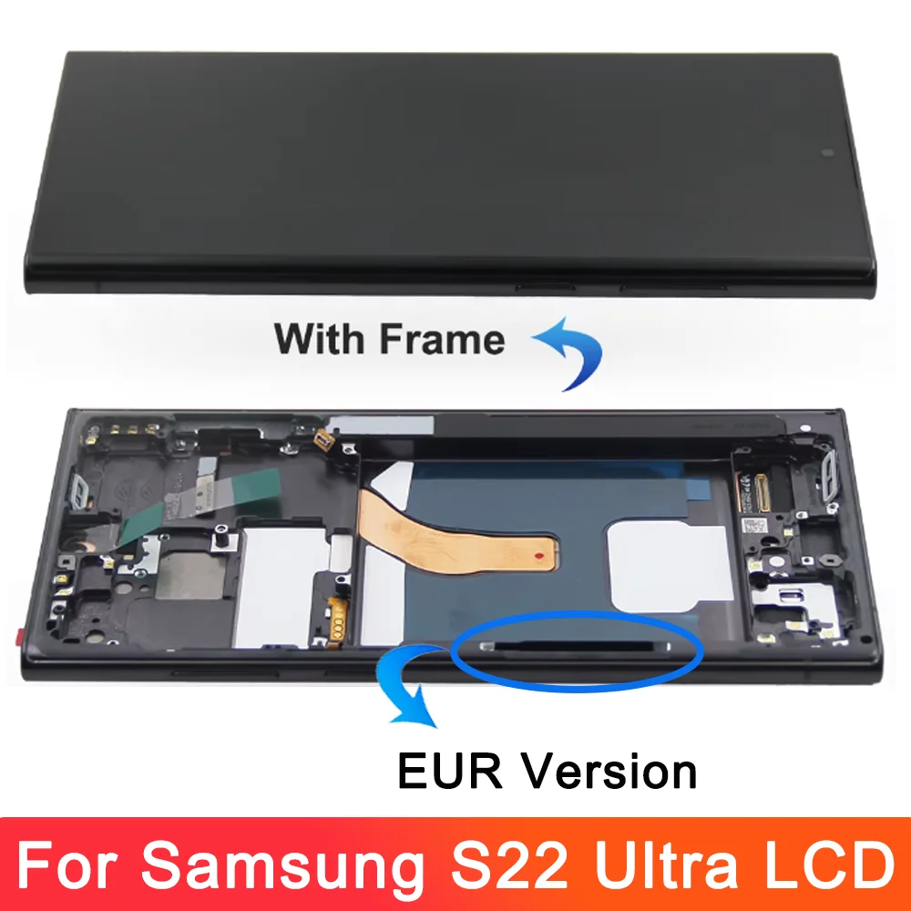 Для AMOLED для Samsung Galaxy S22 Ultra 5G S908B S908B/DS ЖК-дисплей дигитайзер сенсорного экрана в