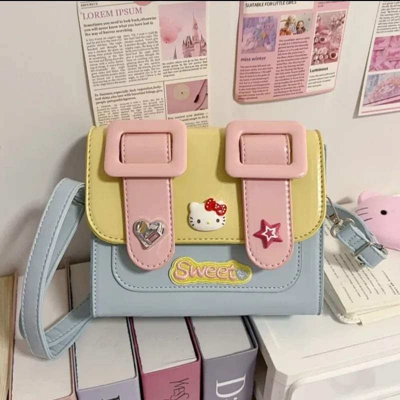 

Sanrio Kawaii Anime HelloKitty Satchel New Cute Cartoon Candy Girl Cream Sweetheart Student Storage PU Bag Handbag Birthday Gift