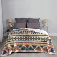 Oriental Moroccan Boho Rug Style Blanket Bohemian Vintage Bedspread   Warm Quilt Sofa Bed Fleece Bedding Office Velvet