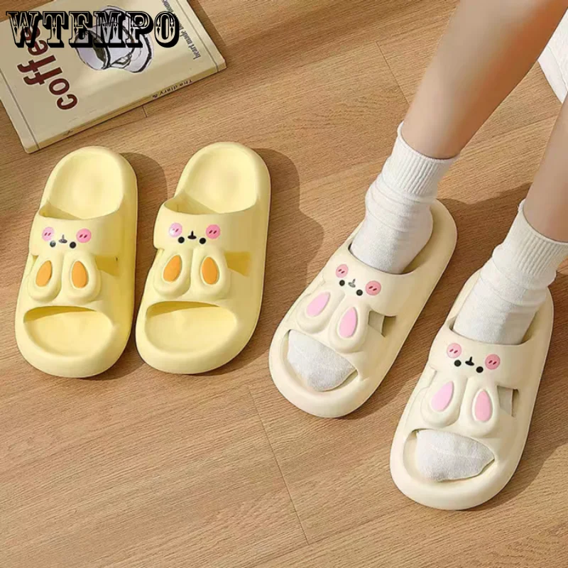 WTEMPO Cute Cartoon Rabbit Slippers Summer Home Slides Adult Girl Lady Silent Indoor Floor Outdoors Fun Sandals Dropshipping