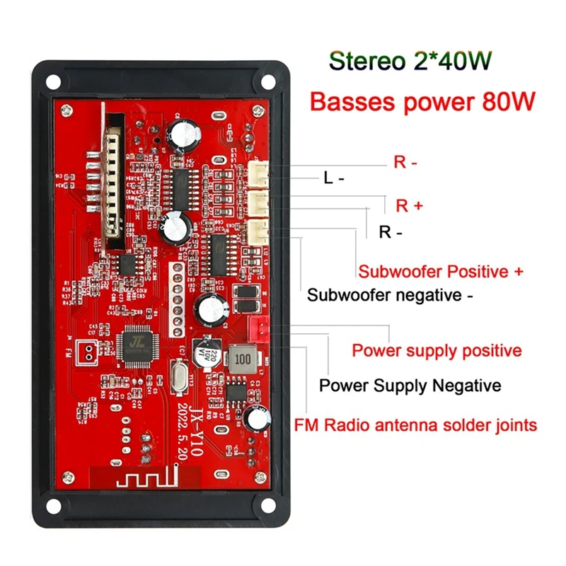 Усилитель 80 Вт + 2X40 Bluetooth 5 0 MP3-декодер плата 12 В Hi-Fi FM USB AUX для музыкального