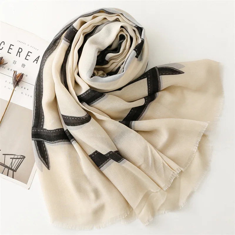 Роскошный брендовый дизайнерский шарф элегантная женская шаль с принтом зимние