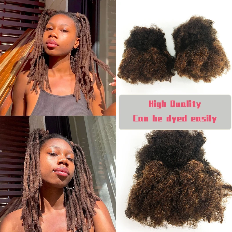 Afro Kinky Curly Locks Hair Extensions Microlocs Human Braiding Hair Bulk Hair For Braiding Natural Black Crochet Braids 4B 4C images - 6