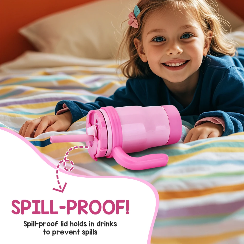 420 мл детский изолированный стакан с соломой герметичный термос ручкой дорожная