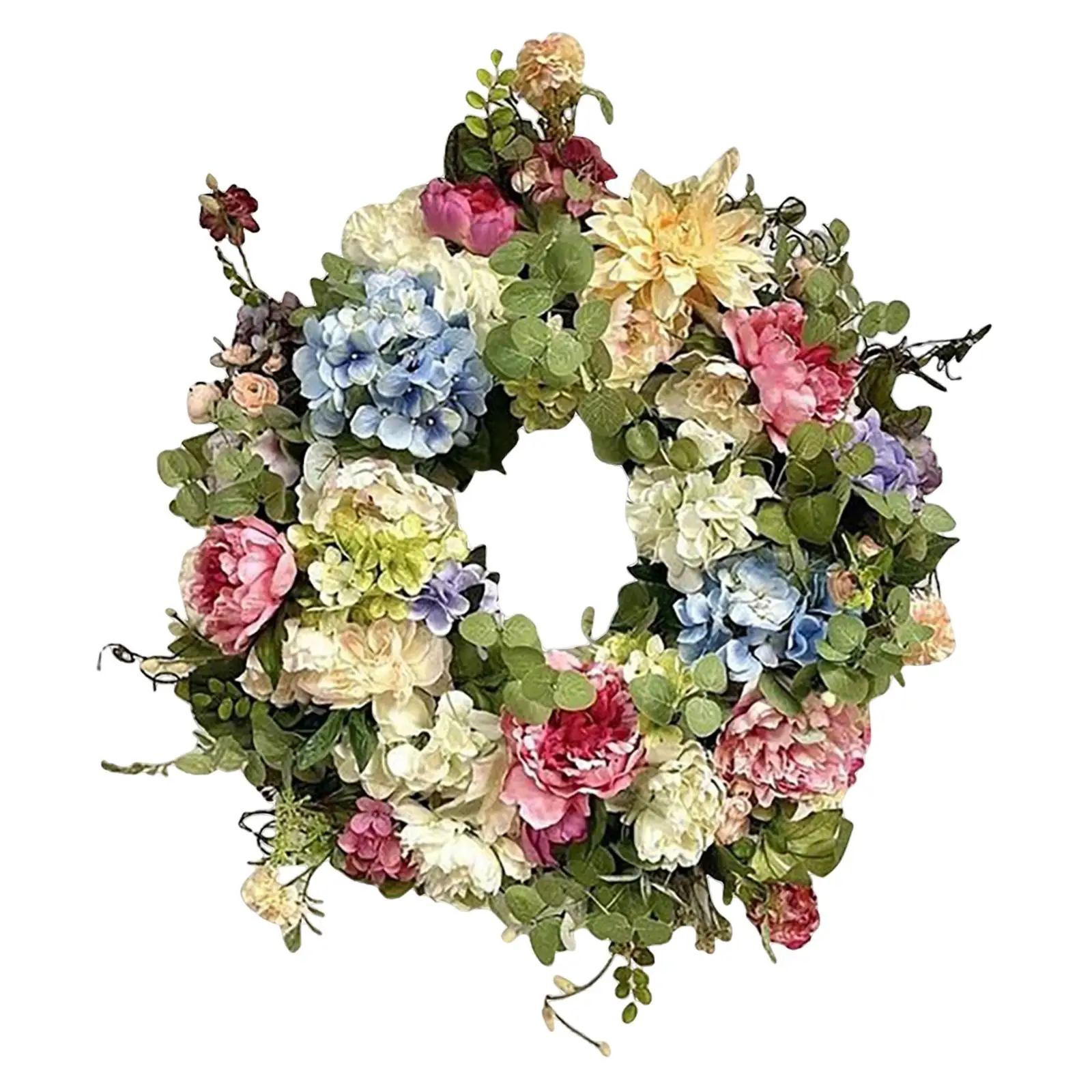 

16inch Eucalyptus Peony Wreath Farmhouse Outdoor Hanging Wall Front Door Window Garland Home Party Festival Decor Photo Prop