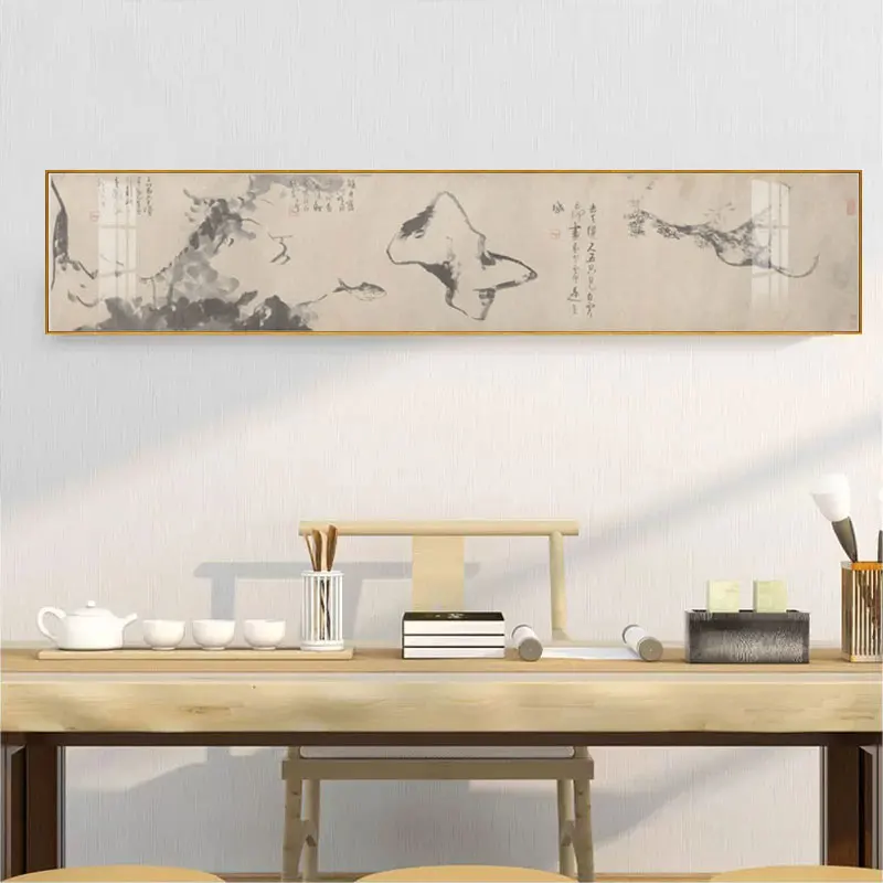 

Watercolor Ink Painting Fish Chinese Style Abstract Poster Canvas Wall Art Print Decorative Picture Modern Room Decoration