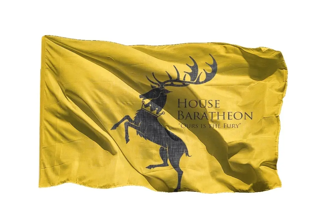 Флаг Баратеонов из Игр престолов на шёлке 90х135 см - для ручного древка купить по